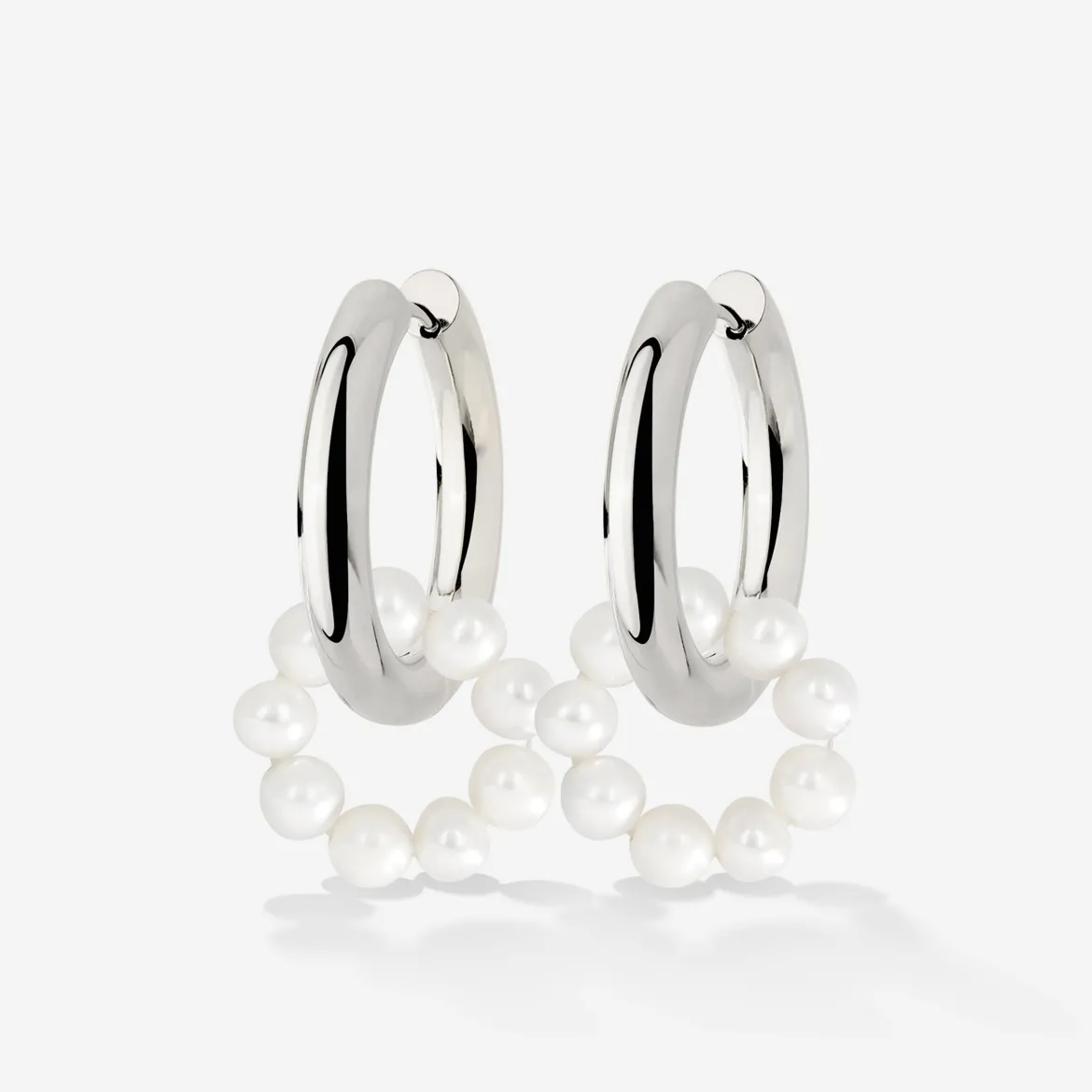 Pearly Donut Hoop Set Silber