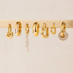 Phat Heart Oval Hoop Set Baby Gold