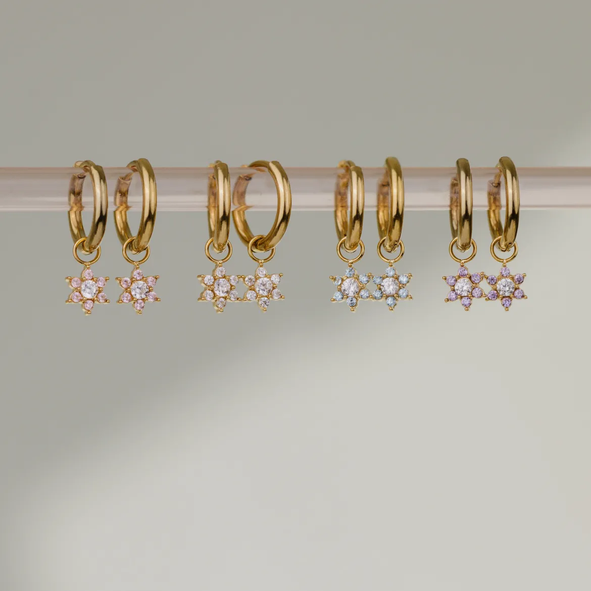 Pink Petal Hoop Set Small Roségold