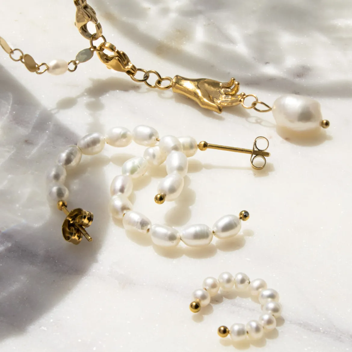 Pippo Pearl Ear Cuff Silber