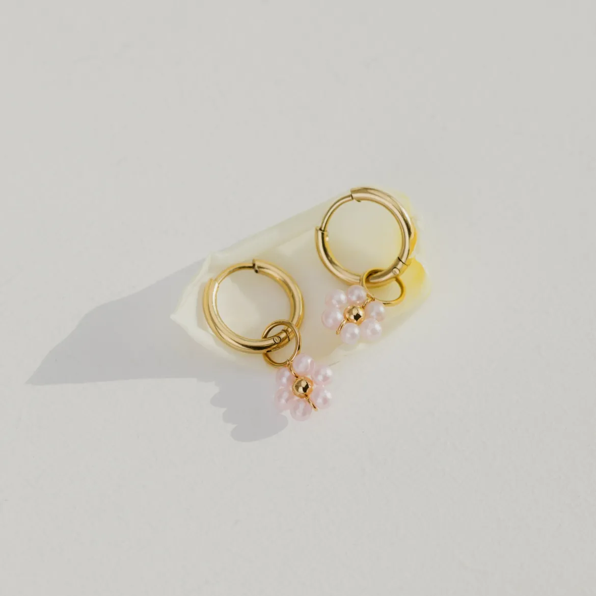 Pretty Pink Daisy Hoop Set Small Roségold
