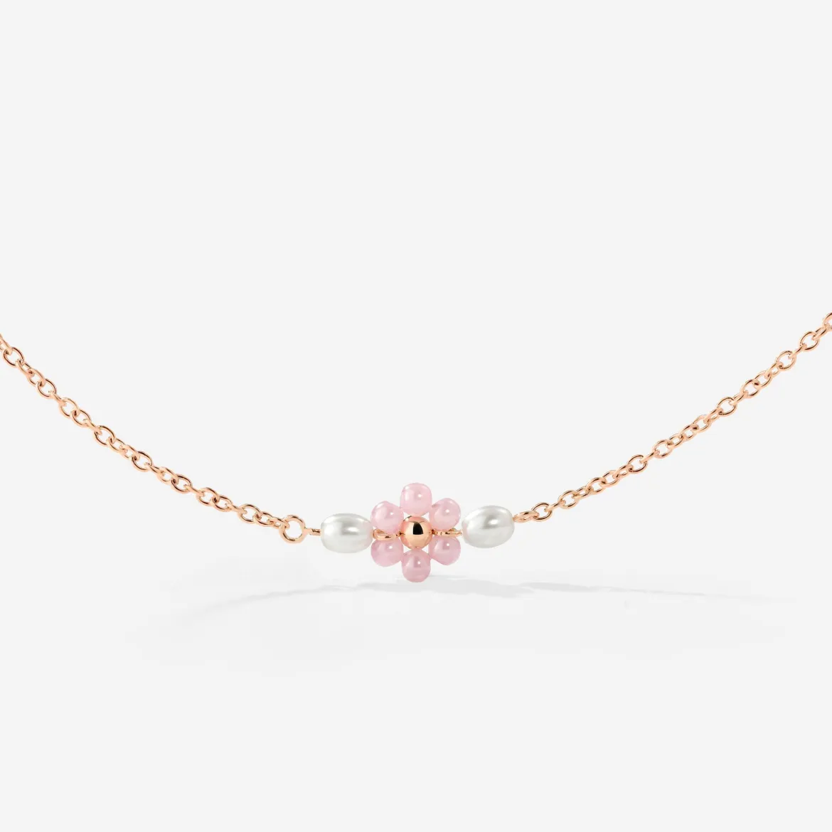 Pretty Pink Daisy Necklace Roségold