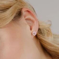Pretty Pink Daisy Studs Silber