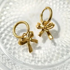 Pretty Ribbon Hoop Set Small Gold