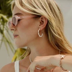 Puka Shell Hoop Studs Roségold
