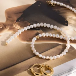 Retro Love Pearl Necklace Silber