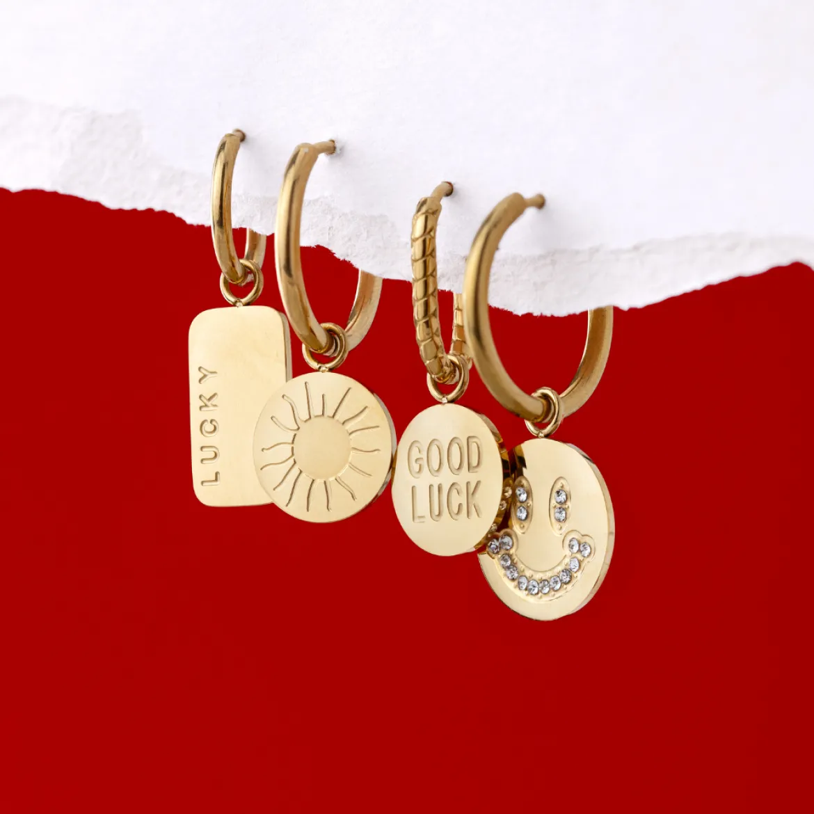 Rising Sun Hoop Set Medium Gold