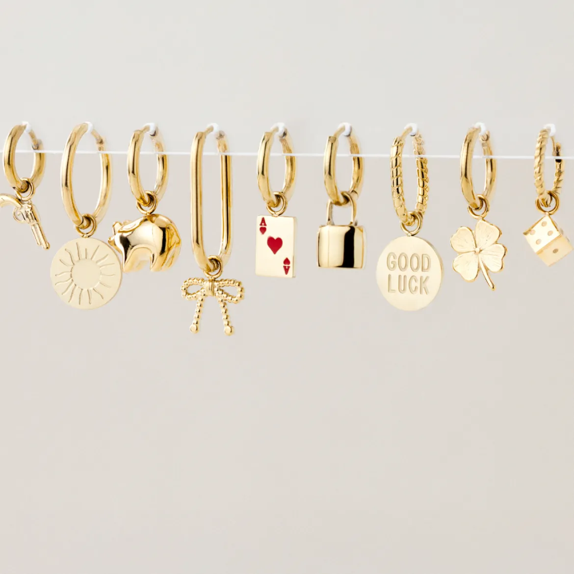 Rising Sun Hoop Set Medium Gold
