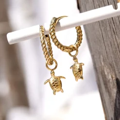 Sea Turtle Twisted Hoop Set Small Roségold