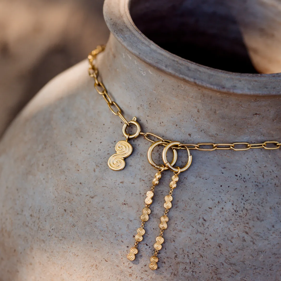 Serpent's Whisper Hoop Set Small Gold