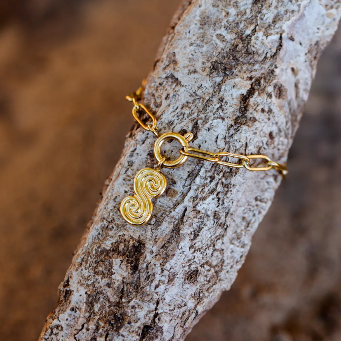 Serpent's Whisper Oval Links Necklace Set Gold