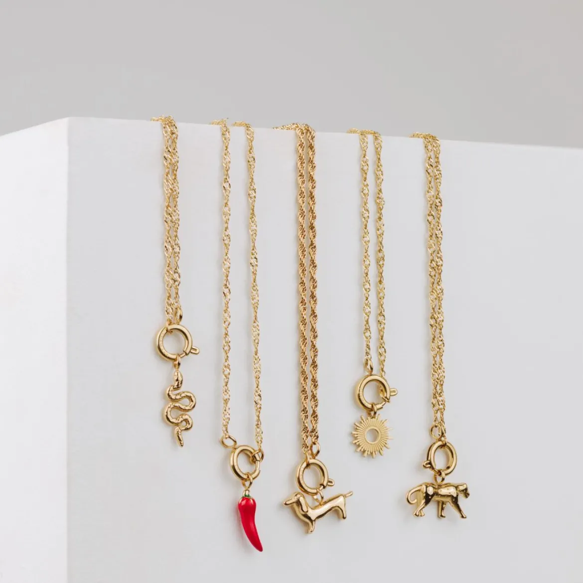 Shorty Rope Chain Necklace Set Gold