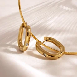 Sparkle Oval Hoops Medium Gold