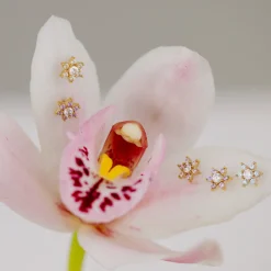 Sparkling Blue Petal Studs Silber