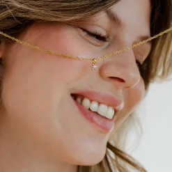 Sparkling Pink Petal Necklace Gold