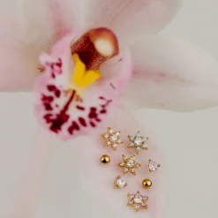 Sparkling Pink Petal Studs Silber
