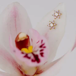 Sparkling Purple Petal Studs Roségold