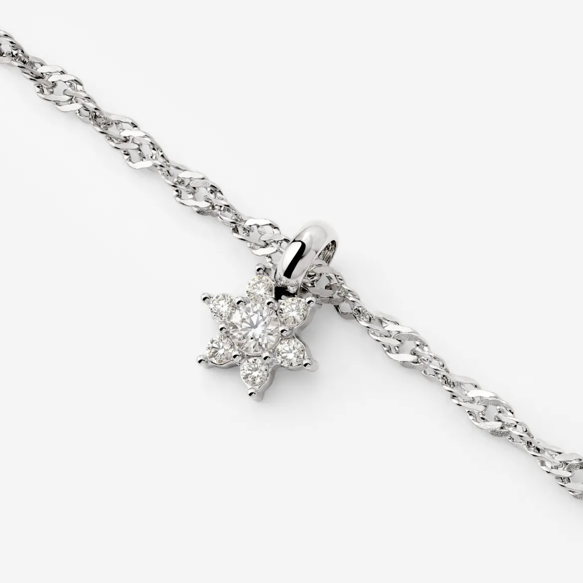 Sparkling White Petal Necklace Silber