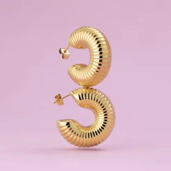 Spiral of Love Hoop Studs Large Gold