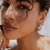 Squeeze it Medium Hoop Studs Gold