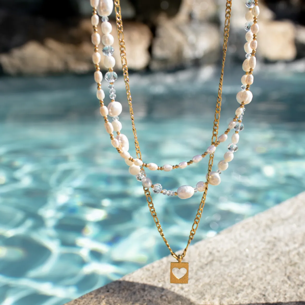 Summertime Pearl Necklace Roségold