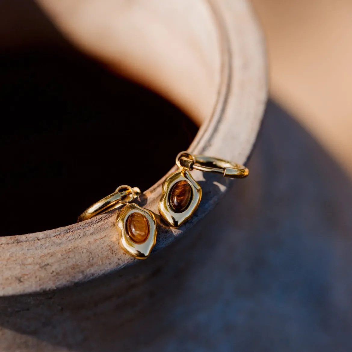 Tiger's Eye Hoop Set Small Roségold