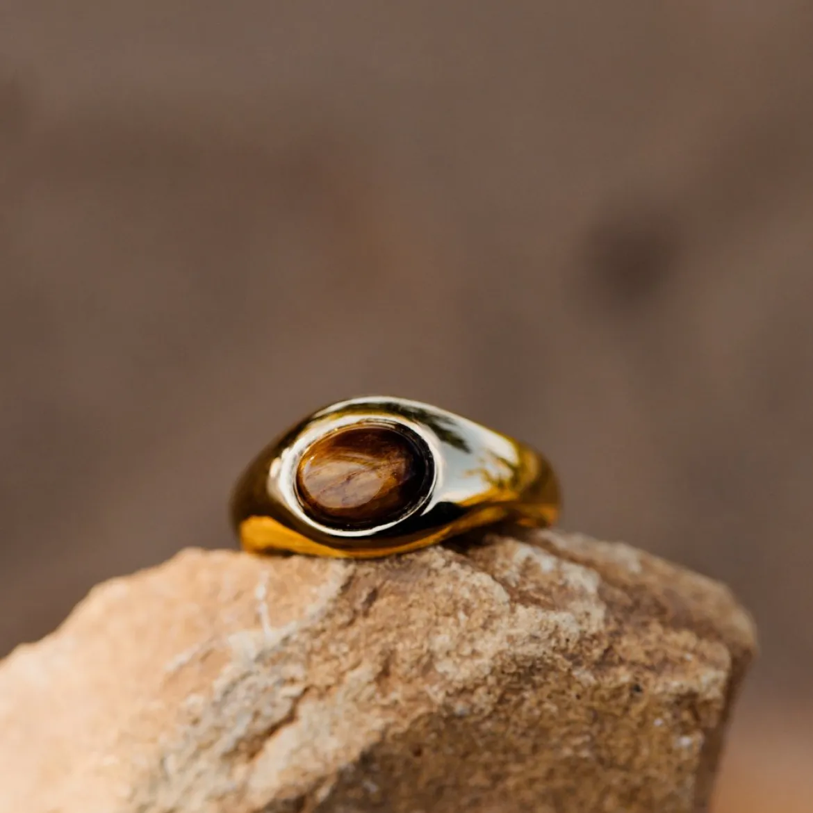 Tiger's Eye Ring Gold