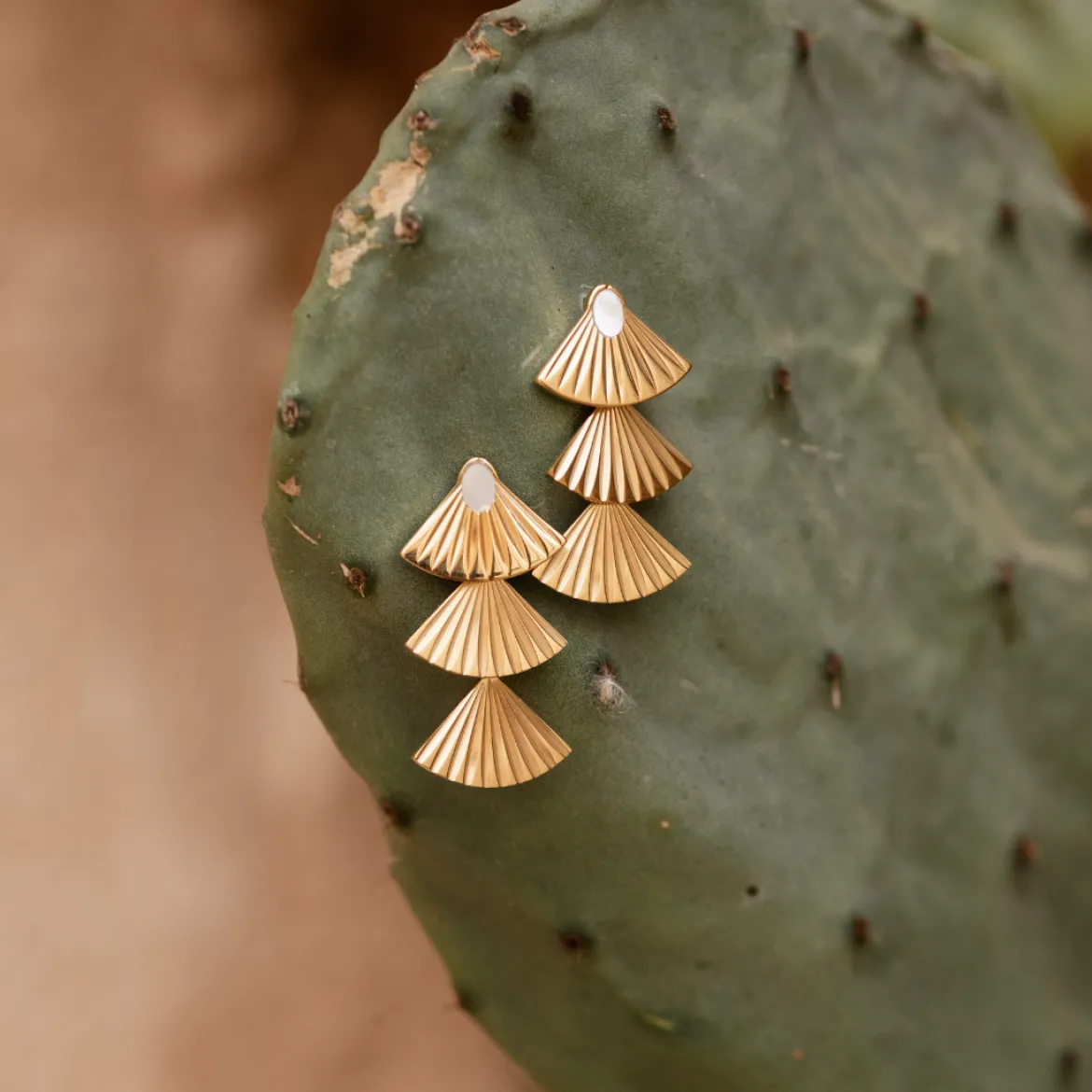 Triple Fan Studs Roségold