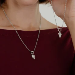 Twin Flame Left Classic Chain Necklace Set Silber