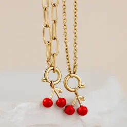 Very Cherry Oval Links Necklace Set Gold