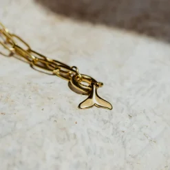 Whale Tail Oval Links Necklace Set Roségold