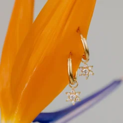 White Petal Hoop Set Small Roségold
