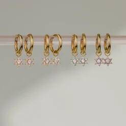 White Petal Hoop Set Small Roségold