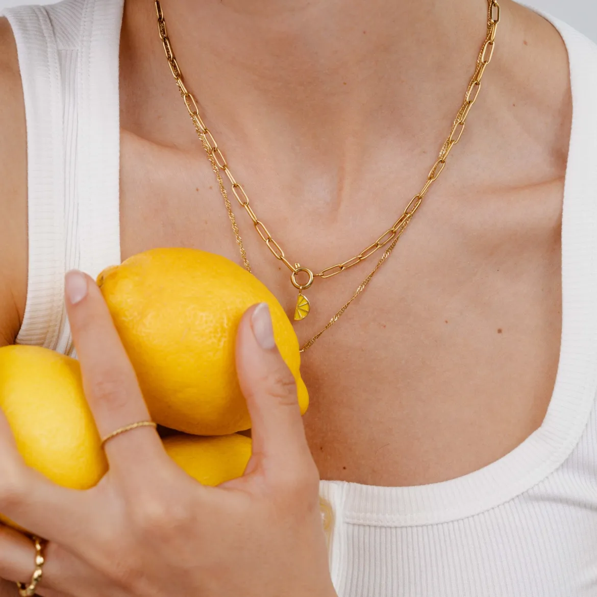 Zesty Oval Links Necklace Set Gold
