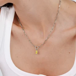 Zesty Oval Links Necklace Set Silber